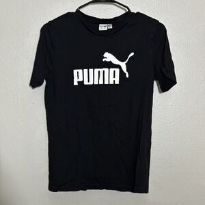 Puma Boys Crew Neck T-Shirt Black & White Graphic Logo Size‎ Large